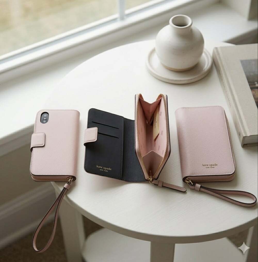 kate spade Light Pink Wristlet Phone Case Wallet Trio